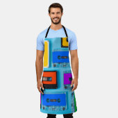 Tablier Cassette Rétro : Collection Arrière - plan Bleue (Porté)