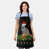 Tablier Cat Animal Lover Santa Hat Ugly Russian Blue Cat (Porté)