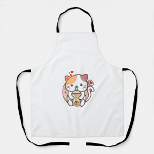 Tablier Cat Boba Tea Bubble Tea Kawaii Anime Japanese Neko