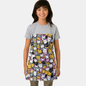 Tablier Cat face doodprint collage kitties motif (Insitu)