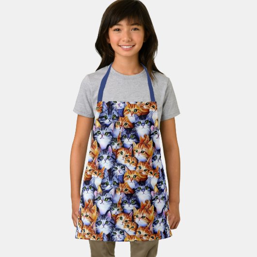 Tablier Cat faces dessin dessin collage gris gingembre cha (Insitu)