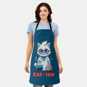 Tablier CAT - ION Chimie chat, laboratoire, cadeau présent (Porté)