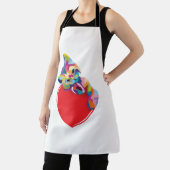 Tablier Cat Pop Art Style Kitty On A Heart (Insitu)