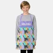 Tablier Cat Tabby Motif Pastel Chats Enfants Filles Apron (Porté)