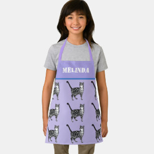 Tablier Cat Tabby Motif Pastel Chats Enfants Filles Violet