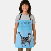 Tablier Cat Tabby Motif Pastel Chats Enfants Garçons Viole (Insitu)