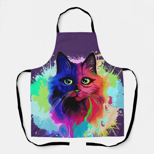 Tablier Cat Trippy Psychedelic Pop Art (Recto)