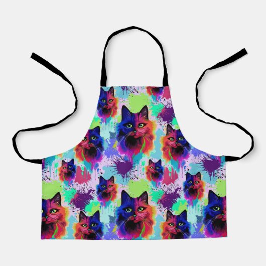 Tablier Cat Trippy Psychedelic Pop Art (Recto)