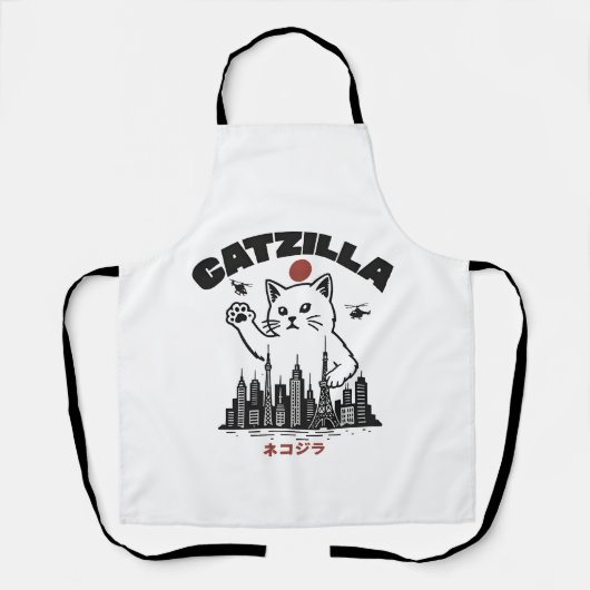 Tablier Catzilla - Drôle Chat Godzilla Parodie (Recto)