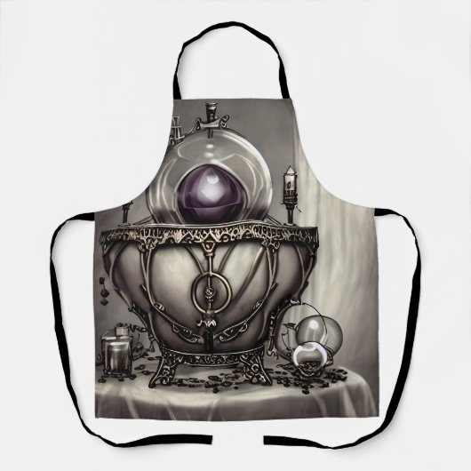 Tablier Cauldron argenté orné avec balle en cristal violet (Recto)