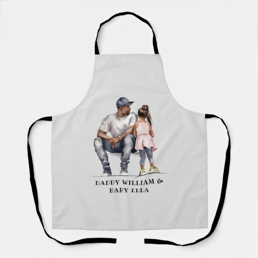 Tablier Caution père et fille noire (3) (Recto)