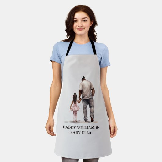 Tablier Caution père et fille noire (6) (Porté)