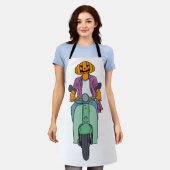 Tablier Cavalier Citrouille sur Scooter Menthe (Porté)