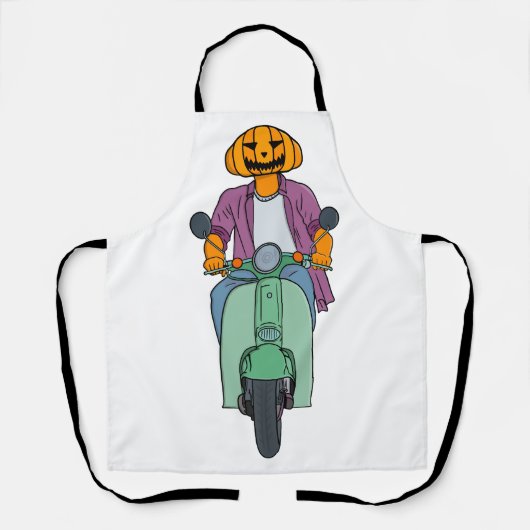 Tablier Cavalier Citrouille sur Scooter Menthe (Recto)