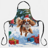 Tablier Cavalier King Charles Spaniel Neige avec Noël (Recto)