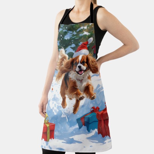 Tablier Cavalier King Charles Spaniel Neige avec Noël (Insitu)