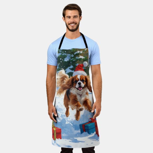 Tablier Cavalier King Charles Spaniel Neige avec Noël (Porté)