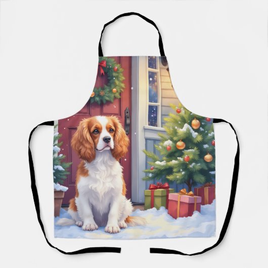 Tablier Cavalier King Charles Spaniel Noël enneigé (Recto)