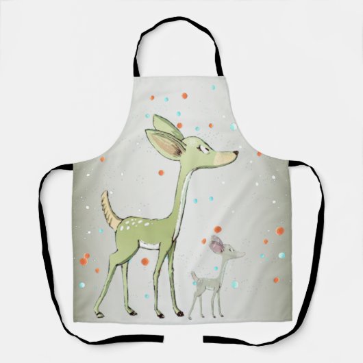 Tablier Célébration de Noël Cerfs Verts Vacances Mignon (Recto)