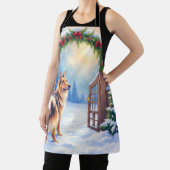 Tablier Central Asian Shepherd Snowy Gate Christmas Art (Insitu)