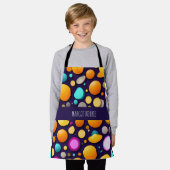 Tablier Cercles de sourire plat Motif orange bleu rétro (Porté)