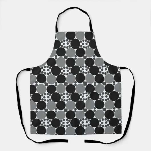 Tablier Cercles monochromes : Abstrait noir blanc et gris, (Recto)