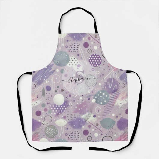 Tablier Cercles violets Abstraits avec accents de bandes d (Recto)