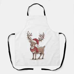 Tablier Cerf Animal Noël Cerf Chapeau de Père Noël Xmas