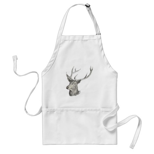 Tablier Cerf Buck Head avec Antlers Black and White Art (Devant)