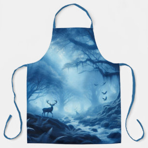 Tablier Cerf dans la forêt noire de la brume bleue