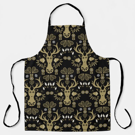 Tablier Cerf d'art populaire scandinave (Recto)