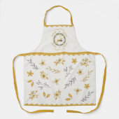Tablier Cerf de Noël Jaune Crème Floral (Recto)