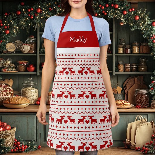 Tablier Cerf Monogramme de Pull de Noël Laid