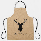 Tablier Cerf noir rustique | Kraft | Nom de famille (Recto)