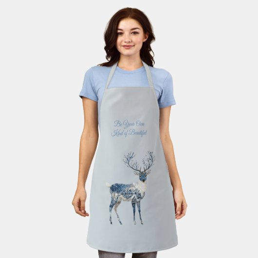 Tablier Cerf Renard Chic Bleu Blanc Inspirant (Porté)