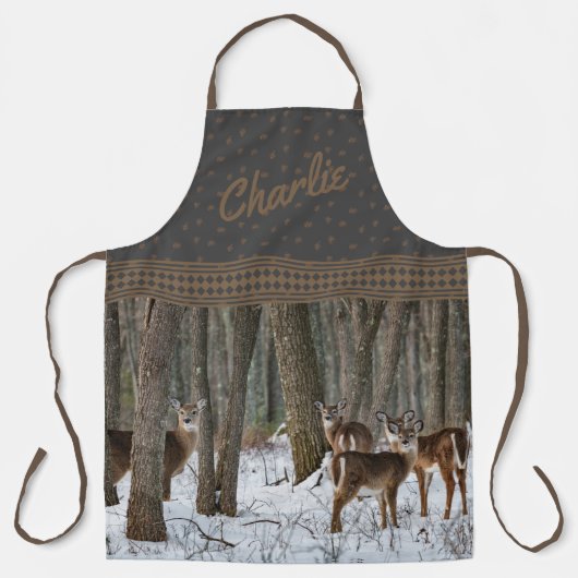 Tablier Cerfs et Pinecones d'hiver (Recto)