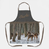 Tablier Cerfs et Pinecones d'hiver (Recto)