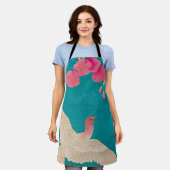 Tablier Cerise en fleurs et colombe (Porté)