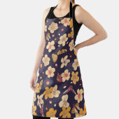 Tablier cerise en fleurs et papillons motif sans soudure. (Insitu)