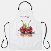 Tablier Cerises amoureuses en Aquarelle, sur mesure (Recto)