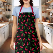 Tablier Cerises D'Aquarelle Noire Et Rouge