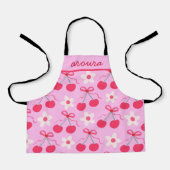 Tablier Cerises de preppy avec des vaches et des fleurs ro (Recto)
