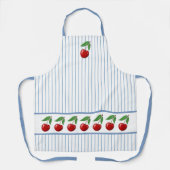 Tablier Cerises rouges sur Bleu Motif graphique (Recto)