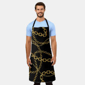 Tablier Chaîne dorée transparente, motif élégante. (Porté)