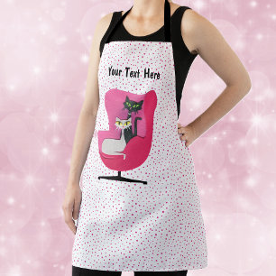 Tablier Chaise Rose Du Milieu Du Siècle Avec Deux Chats Po