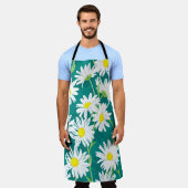 Tablier Chamomile Turquoise : Illustration Florale Sans Me (Porté)