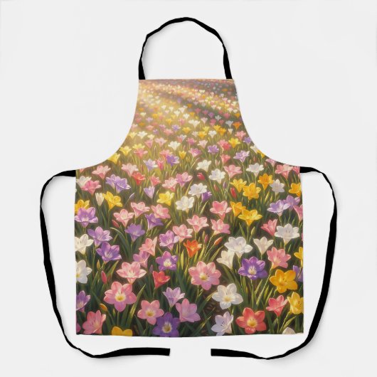 Tablier Champ de fleurs de lys arc-en-ciel vibrant (Recto)