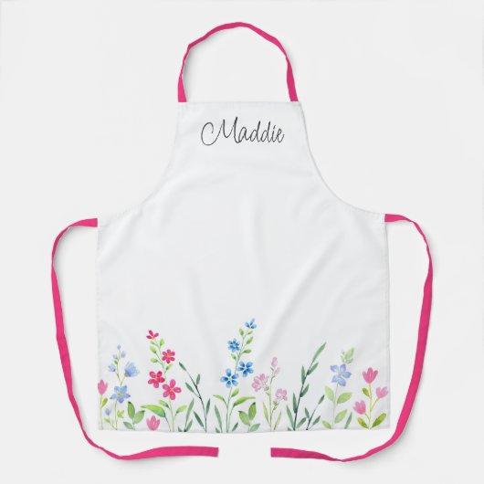 Tablier Champ de Fleurs sauvages d'aquarelle mixte (Recto)