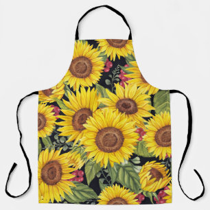 Tablier Champ de tournesol : aquarelle noir arrière - plan