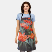 Tablier Champ de tulipe rouge (Porté)